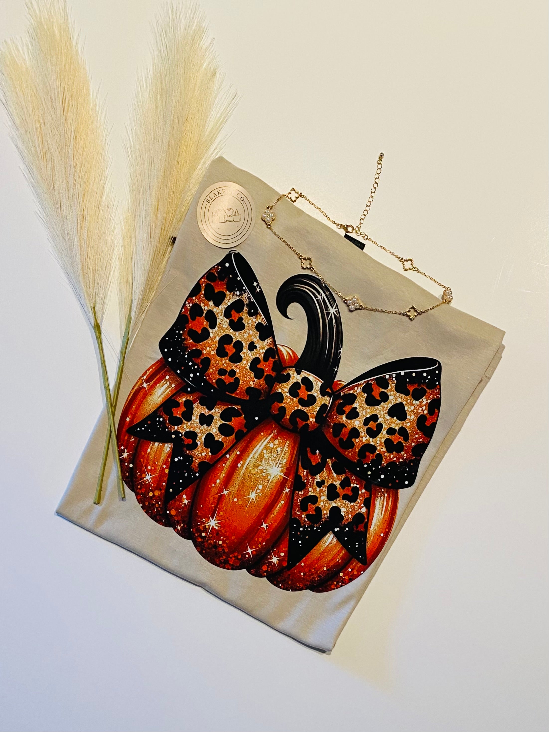 SALE Leopard Bow Pumpkin Tee